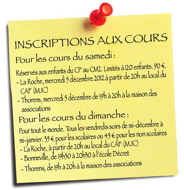 Inscriptions cours ski