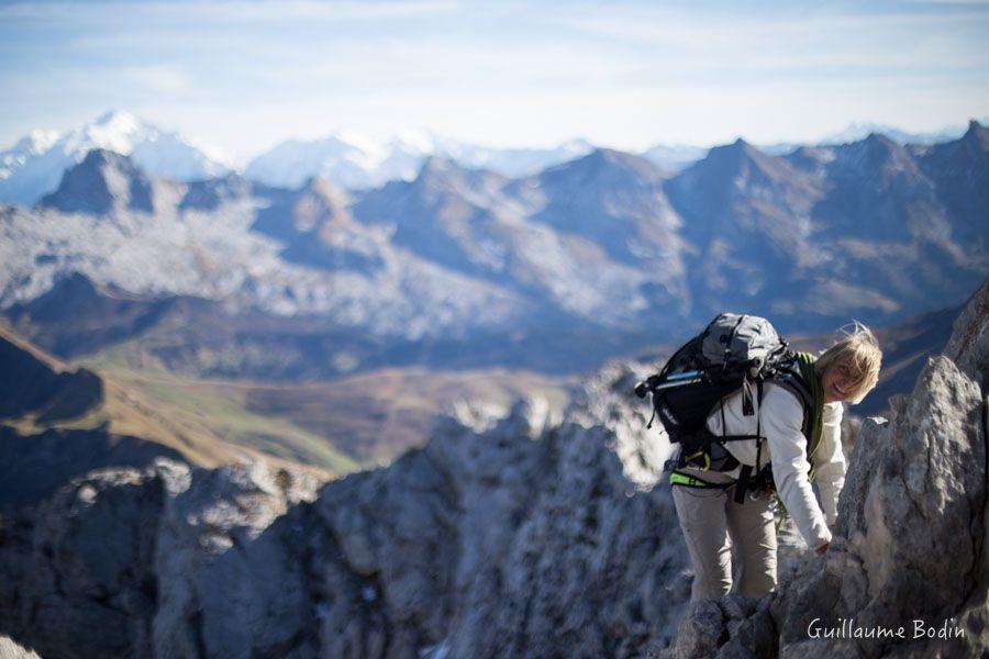 Catherine Monet à l'arête des Bouquetins aux Jalouvre